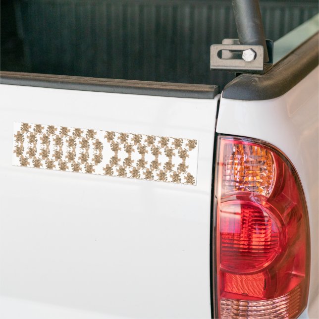  a white background with brown flowers on it bumper sticker (On Truck)