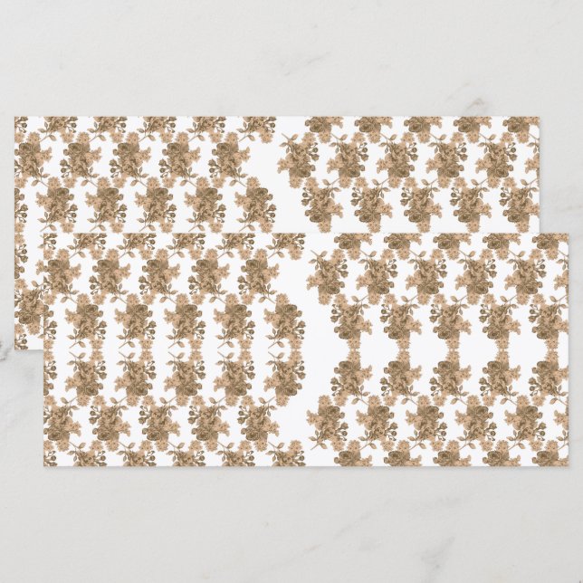  a white background with brown flowers on it menu (Front/Back)