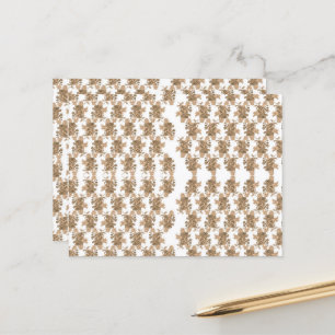 a white background with brown flowers on it postcard