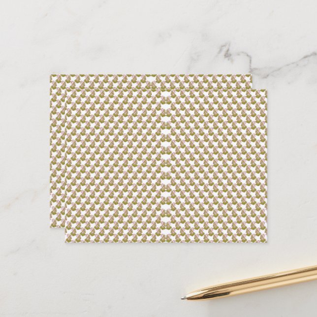 a white background with green leaves on it postcard (Front/Back In Situ)