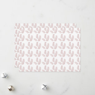 a white background with pink leaves on it holiday card