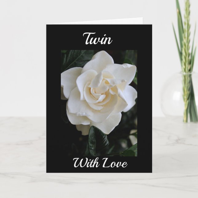 A WHITE BIRTHDAY ROSE TO MY "TWIN" CARD (Front)