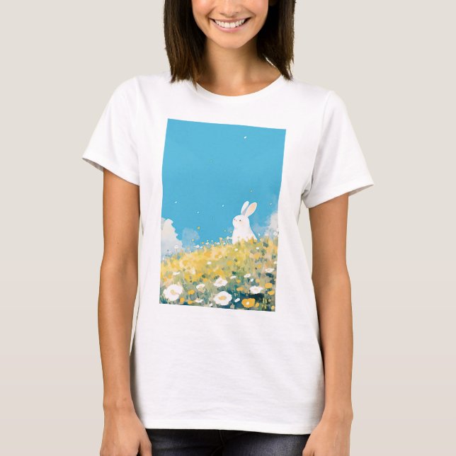 A White Bunny Meadow T-Shirt (Front)