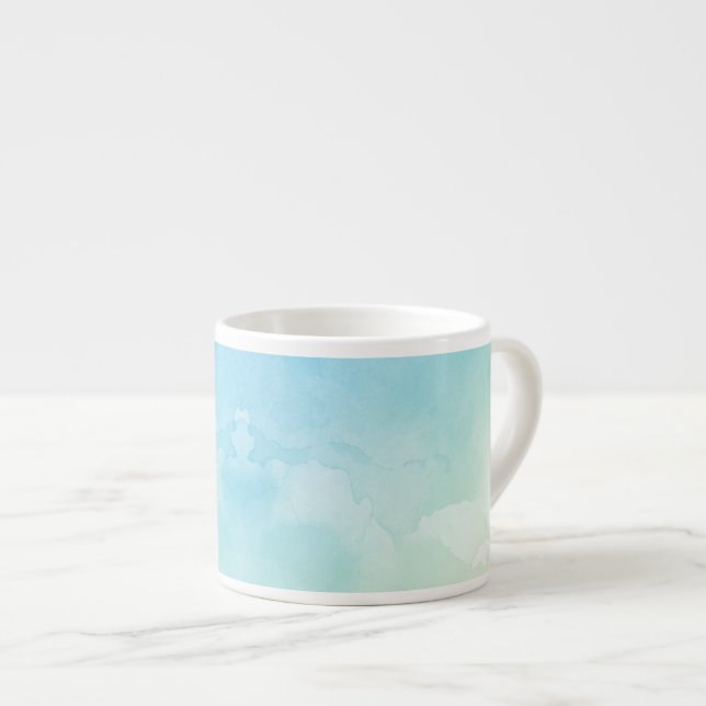 A white ceramic mug featuring a calm (Front Right)