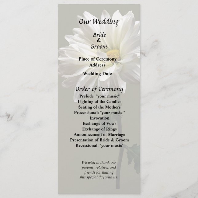 A White Daisy Program (Front)