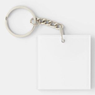 A white, equilateral triangle centred on a plain  key ring