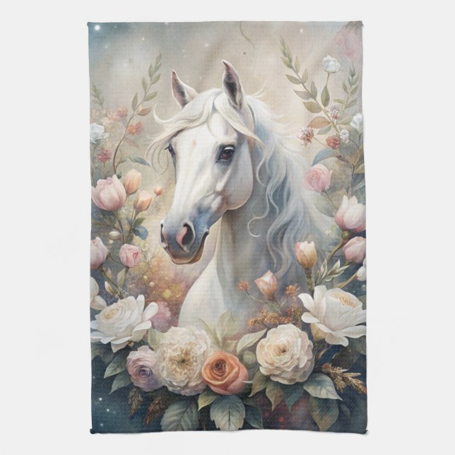 A White Horse  Tea Towel (Vertical)