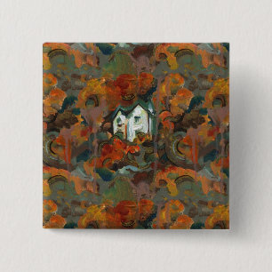 A White House & Autumn Trees 15 Cm Square Badge
