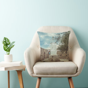 A White Lighthouse and an Olive Tree Cushion