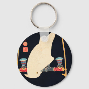 A White Macaw Illustration by Ito Jakuchu Key Ring