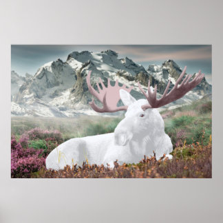 A White Moose in the Montain  Poster