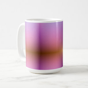 A white mug displays a vibrant gradient design