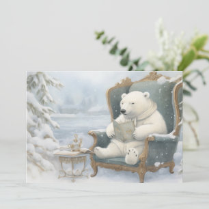 A White Polar Bear In The Snow Holiday Card