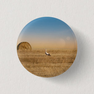 A white stork 3 cm round badge
