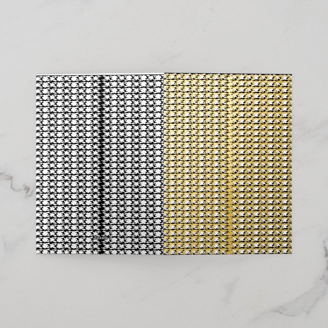 A white, symmetrical pattern featuring repetitive  foil greeting card (Outside Laydown)