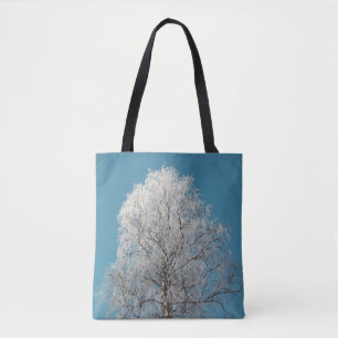 A White Willow Tree Against Cloudless Blue Sky Tote Bag