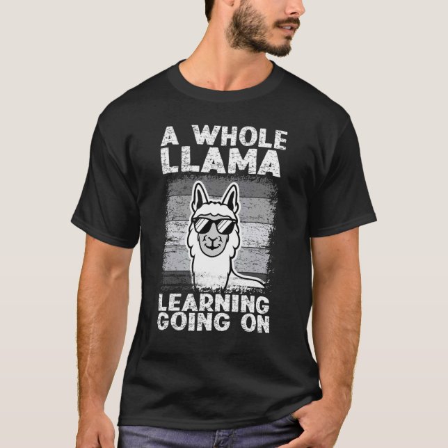 A Whole Llama Learning Going On Llama Teacher Anim T-Shirt (Front)