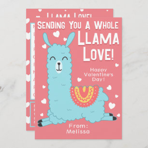 A Whole Llama Love Classroom Valentine's Day Invitation