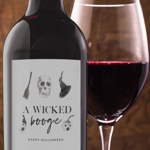 A Wicked Boogie   Happy Halloween Wine Label