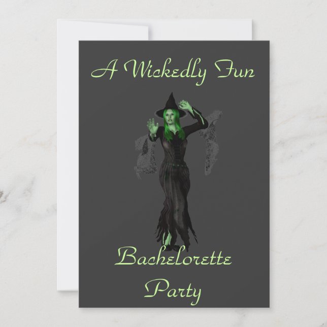 "A Wickedly Fun Bachelorette Party" w/ Witch Invitation (Front)