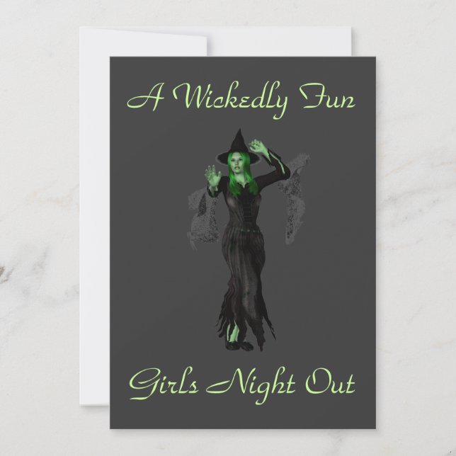 "A Wickedly Fun Girls Night Out" w/ Witch Invitation (Front)