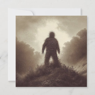 A Wicker Man on Hill Folk Horror Antique Card