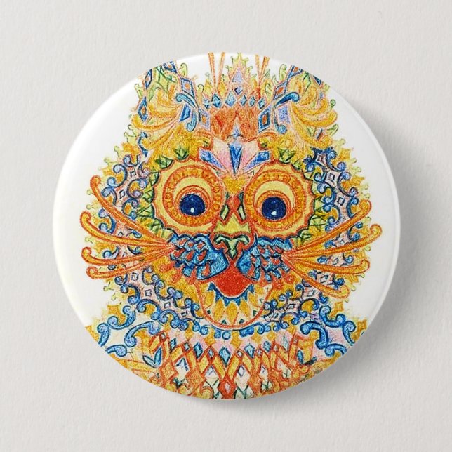 A Wide Eyed Cat, Louis Wain 7.5 Cm Round Badge (Front)