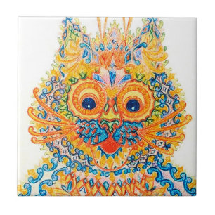 A Wide Eyed Cat, Louis Wain Ceramic Tile