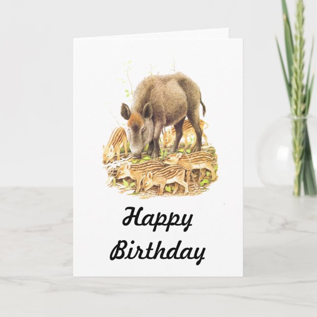 A Wild Boar and Babies Card (Front)