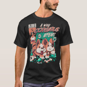 A Wild Corgirus Appears Cute Animal Monster 3 Head T-Shirt