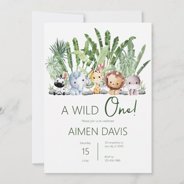 A wild ONE! 1st birthday Invitation (Front)