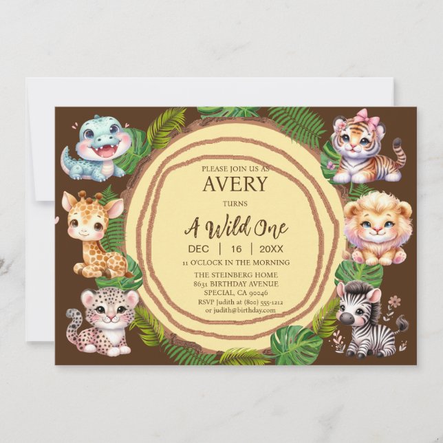 A Wild One Boy's First Birthday Invitations (Front)