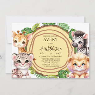 A Wild One Boy's First Birthday Invitations