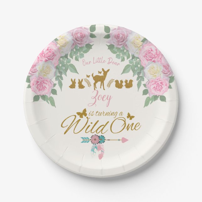 A Wild One - First Birthday Paper Plate (Front)