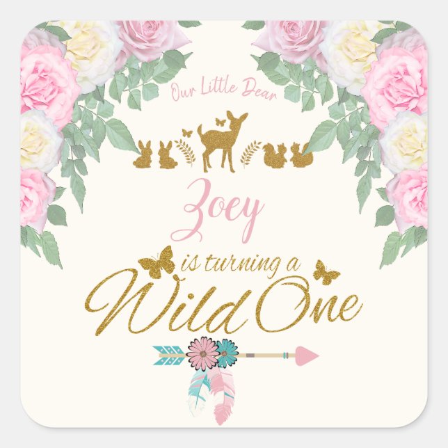 A Wild One - First Birthday Square Sticker (Front)