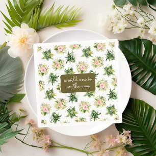 A Wild One is on the Way Jungle Tropic Baby Shower Napkin