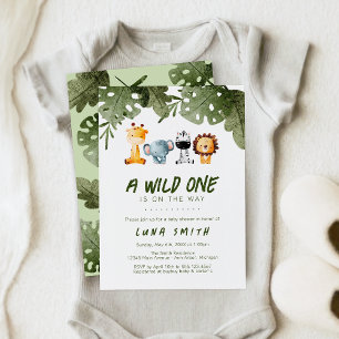 A Wild One Is On The Way Safari Animal Baby Shower Invitation