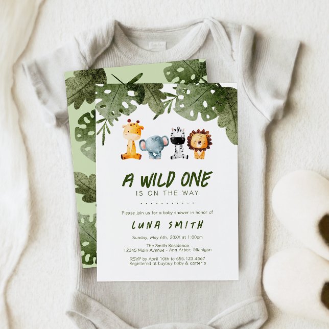 A Wild One Is On The Way Safari Animal Baby Shower Invitation (Creator Uploaded)