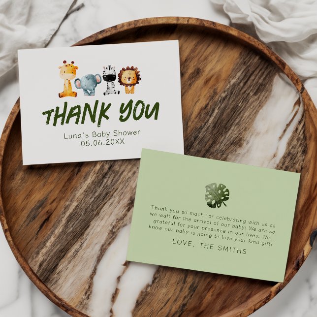 A Wild One Is On The Way Safari Baby Shower Flat Thank You Card (Creator Uploaded)