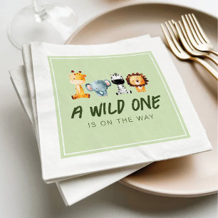 A Wild One Is On The Way Safari Baby Shower Napkin