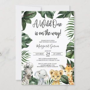 A Wild One Jungle Safari Animals Baby Shower Invitation
