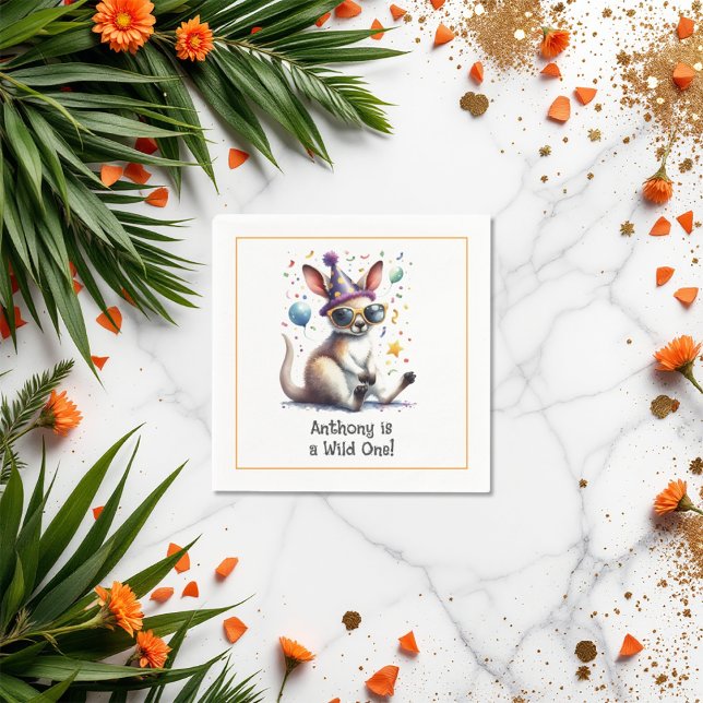 "A Wild One" Kangaroo Birthday Party Napkin ("A Wild One" Kangaroo Birthday Party Napkins)