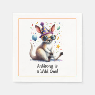 "A Wild One" Kangaroo Birthday Party Napkin