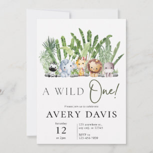 A Wild One Safari Birthday Party Invitation