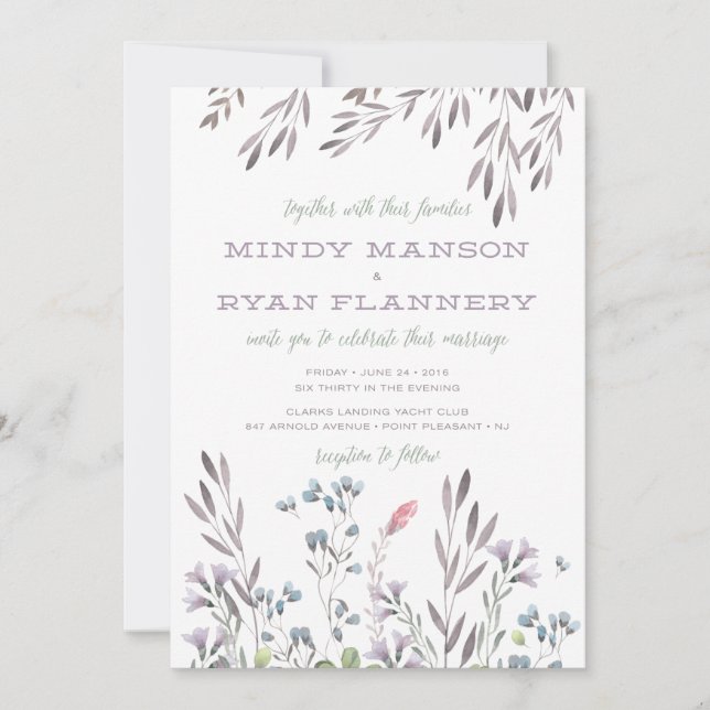 A Wildflower Wedding - Custom for Mindy Manson Invitation (Front)