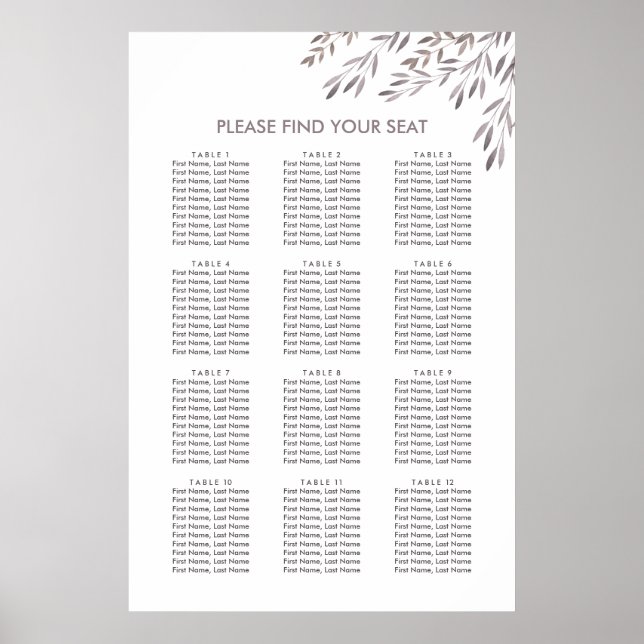 A Wildflower Wedding Seating Chart (Front)