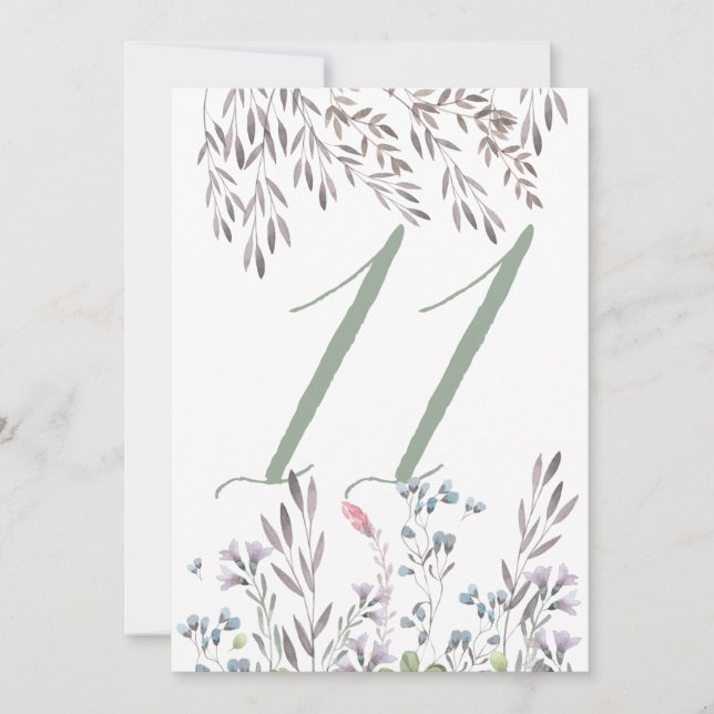 A Wildflower Wedding Table No. 11 Double Sided Invitation (Front)