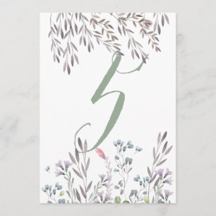 A Wildflower Wedding Table No. 5 Double Sided Card
