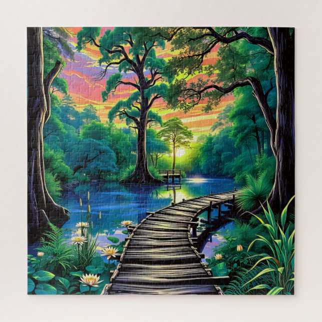 A winding wooden boardwalk  jigsaw puzzle (Vertical)