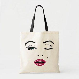 A Wink and Red Lips Tote Bag